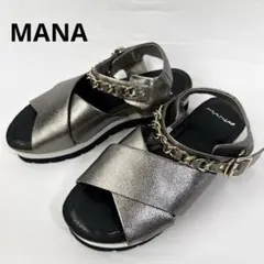MANA マナ　バックストラップ　クロスサンダル　厚底　ゴールドチェーン　37のサムネイル