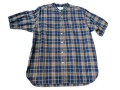 【美品】FORK ＆ SPOON　襟なし半袖シャツ　チェック柄　サイズ：L
