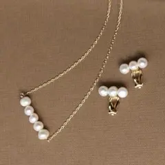 “Peal torio” 淡水パール イヤリング ネックレス セット ホワイト