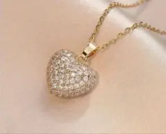 ハート型ネックレス　ジルコニアストーン付き　無料ラッピング可能