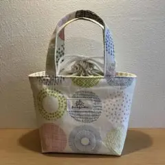 巾着トートバッグ　北欧テイスト　ハンドメイド　ミニトートバッグ
