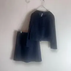 【美品】ツイードノーカラージャケット スカートスーツ フォーマルセットアップ