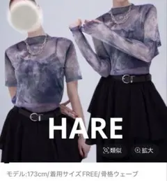 新品タグ付 HARE 2WAYニュアンスガラT シアー トップス パープル系のサムネイル