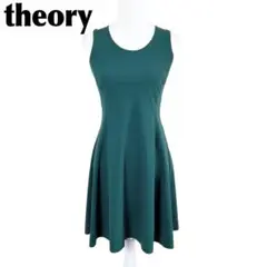 theory ストレッチ ノースリーブドレスワンピース　グリーン P