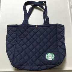 スターバックス　キルティングトートバッグ　ネイビー