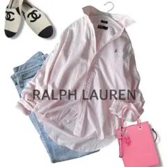 ラルフローレン✨ポニー刺繍　オックスフォードシャツ　ピンク　長袖　羽織り　S〜M