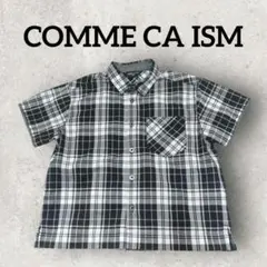 COMME CA ISM キッズ チェック柄シャツ 半袖シャツ (110) 白黒