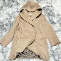 クリアインプレッション フード付きウールコート キャメル 2 Ｍ 比翼仕立て