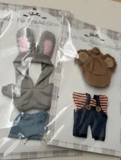 3coins 10cm ぬい用服セット うさみみ くまみみ 2点セットのサムネイル