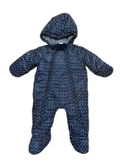 プチバトー　フード付きネイビー 星柄ベビーアウター