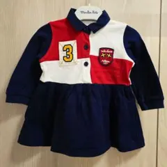 ミキハウス　ラガーシャツワンピース　80cm　長袖　ネイビー　チュニック