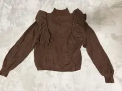 【美品】2PINK しまむら フリル リブ ニット セーター ブラウン M