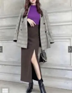 .美品　グレイル　スリット　タイト　ロングスカート　ブラウン　M