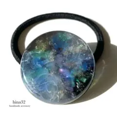 NO.2023 ハンドメイド 大人マーブル レジンヘアゴム／大ぶり3.5㎝