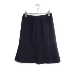 シンプル フレアスカート ブラック ポリエステル 裏地付き 7号 ひざ丈 上品