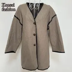 ⚫︎パイピングロングコート（M）キレイめコーデ　カジュアル