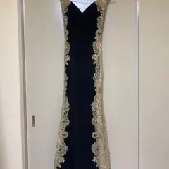 レース刺繍 Vネック ノースリーブドレス
