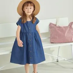 ペアマノン ライトオンスデニム ワンピース キッズ 半袖 夏服 100cmのサムネイル