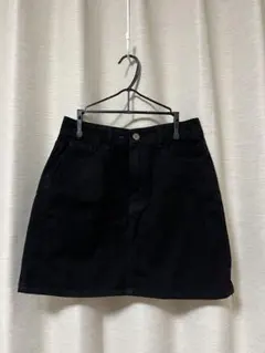 ブラックデニムミニスカート 台形スカート 韓国ファッション