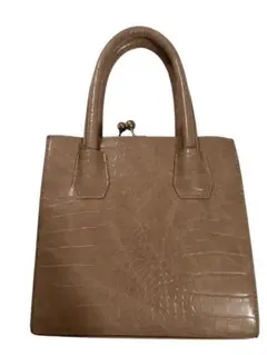 ベージュ クロコダイル風ハンドバッグ