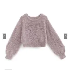 ショート丈フェザーニットトップス【kz614】ピンク