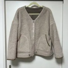 ベージュ ボアジャケット フリースジャケット