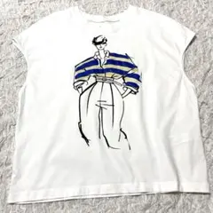 ZARA イラスト ノースリーブTシャツ Ｌのサムネイル
