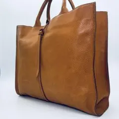 美品 ゲンテン トートバッグ A4収納可能 ロゴ刻印 キャメル ブラウン