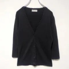 【上品】アリスバーリー ビーズ装飾 Vネック カーディガン M 黒 七分袖のサムネイル