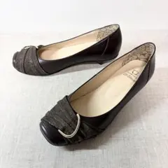 極美品★HIMIKO On Bleue 卑弥呼 パンプス フラット バックル