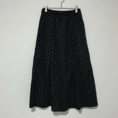M335 コムサマチュア　ドット　水玉　フレアスカート　ウエストゴム　ブラックのサムネイル