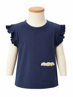 SHIPS フリル袖 ネイビー Tシャツ
