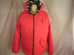■PUMA プーマ 赤 ダウン ジャンパー リバーシブル レディース XL 中古
