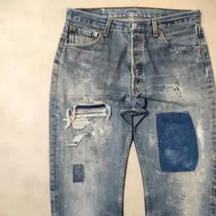 ビンテージ リーバイス 501 w34 グランジデニム ダメージ パッチワーク ビンテージ リーバイス 501 ダメージデニム グランジ パッチワーク w38