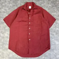 BROOKS BROTHERS リネン100% 半袖 シャツ ワインレッドのサムネイル