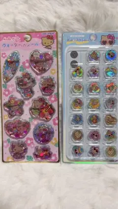 日焼けキティちゃん　ウォーターインシール とおはじきシールのセット