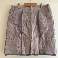 一点もの✨ライトパープル　ひざ丈スカート【14】　レザー　本革　シンプル　ラフ