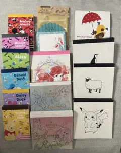 ディズニー　ポケモン　メモ帳12冊　付箋セット