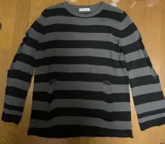 SHEIN ブラック・グレー ストライプ 長袖ニット