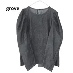 grove グローブ デニムボリュームスリーブ プルオーバー M ブラック