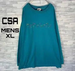【USA古着】90s CSA ロングTシャツ XL USA製　刺繍イラスト