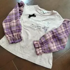 チェック袖 ドッキング プルオーバー　エニィファム