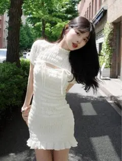 Darich リボンシャーリングミニワンピース