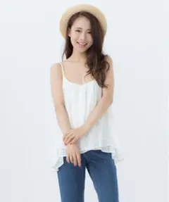 新品タグ付き未使用 INGNIイング シアーギンガムAラインキャミ M