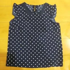 earth music & ecology ネイビー ドット柄 ノースリーブ S