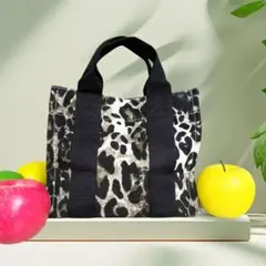 新品未使用 レオパード柄 ミニトートバッグ 豹柄 キャンバス ランチバッグ