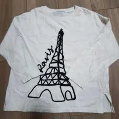 ザラ エッフェル塔 刺繍 オフホワイト ロングTシャツ