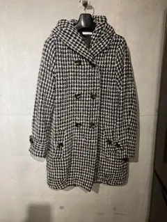 【美品】THE SHOP TK／チェック柄フード付きコート（フリーサイズ）