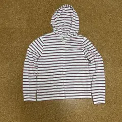 ボーダー柄 ジップアップパーカー 赤×白