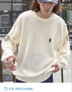 【U.S. POLO ASSN. 】アイボリー ニットセーター